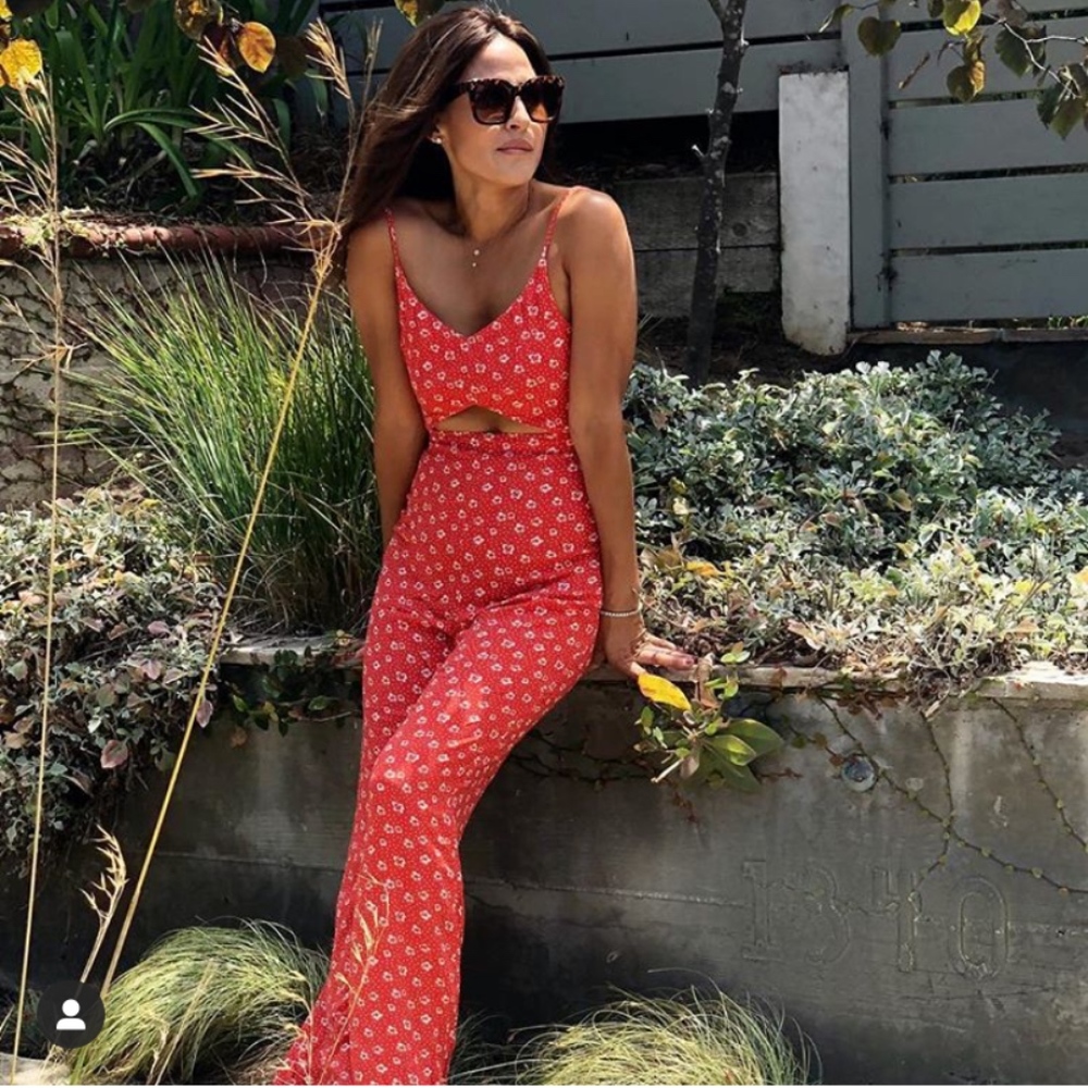 Gorgeous orange pantsuit with middle cut out